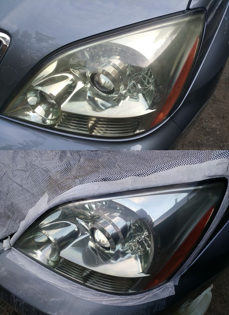 Фото примера полировки фар